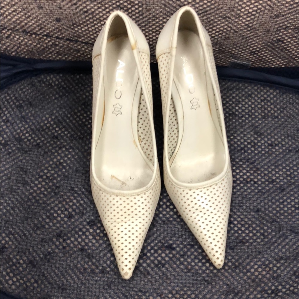 ALDO white perforated leather pumps 36